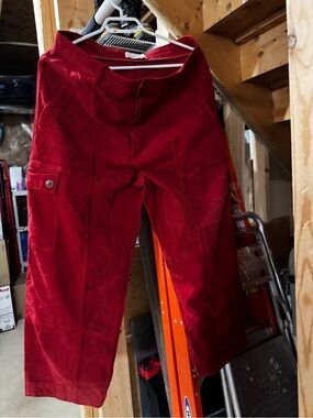 Anthropologie women Deep Red Corduroy Pants barrel pants